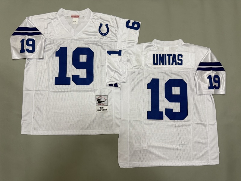 Men 2025 Indianapolis Colts #19 Unitas white Throwback Limited NFL Jersey style 003